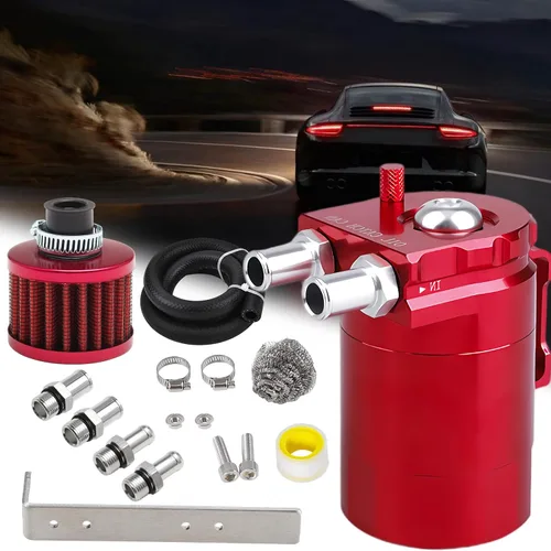Miniatura 8 de Kit Mejorado de Depósito de Aceite con Deflectores, Separador de Aceite, Depósito de Aluminio con Línea de Combustible NBR Reforzada de 3/8", Negro