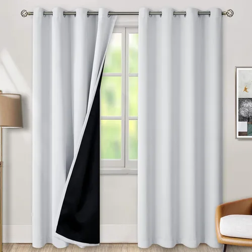 BGment - Cortinas con aislamiento térmico para habitación, 100 % opacas, con forro negro, cortina de doble capa con ojales, reduce el ruido (52 x 84
