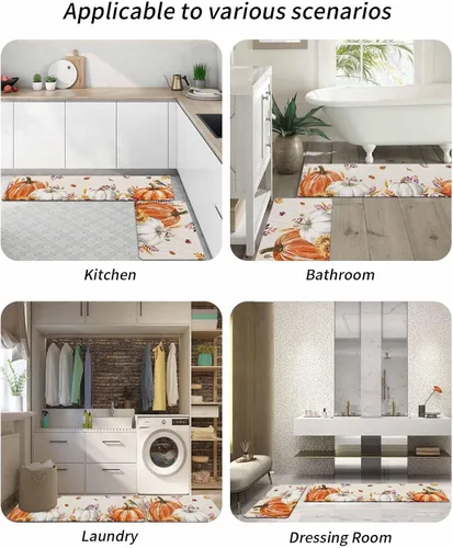 Miniatura 6 de Tapete de baño vintage con diseño de calabazas para bañera, antideslizante, de secado rápido y absorbente, con tierra de diatomeas, para fregadero