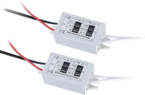 Klarlight Transformador de controlador LED IP67 impermeable de 15 W CC 12 V, convertidor de 110 V CA a 12 V CC para luces LED al aire libre (paquete