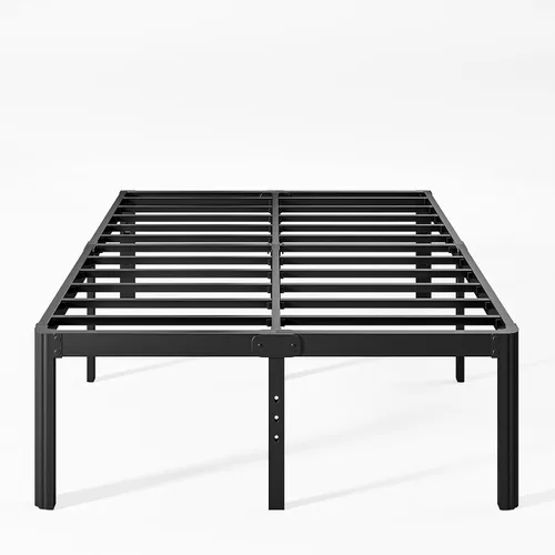 Miniatura 20 de Marco de cama King de metal de 16 pulgadas de alto, no necesita somier, plataforma de marco de cama de tamaño King resistente, sin ruido, fácil