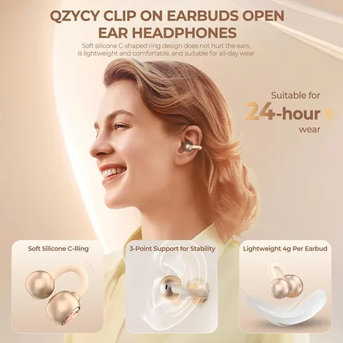 Miniatura 2 de Auriculares con clip de oreja abierta – Auriculares inalámbricos 5.4 con micrófono, 40 horas de reproducción, audio premium, efectos de iluminación
