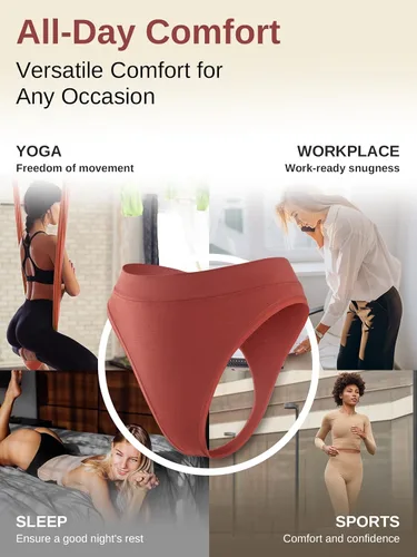 Miniatura 5 de linccure Tangas transpirables sin costuras ropa interior cómoda para mujer, paquete de 5