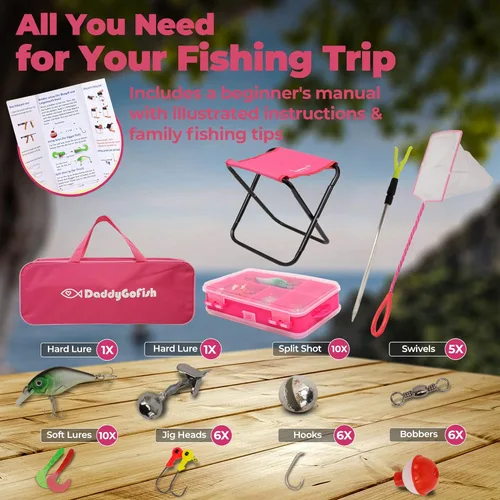 Miniatura 2 de DaddyGoFish Kids Fishing Pole - Rod Reel Combo Tackle Box Starter Set - First Year Small Dock Gear Kit for Boys Girls Toddler Youth Age Beginner