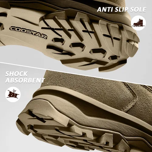 Miniatura 6 de Coostar Botas tácticas para hombre, ligeras, botas de combate militar, botas de trabajo con cremallera lateral, botas de motocicleta
