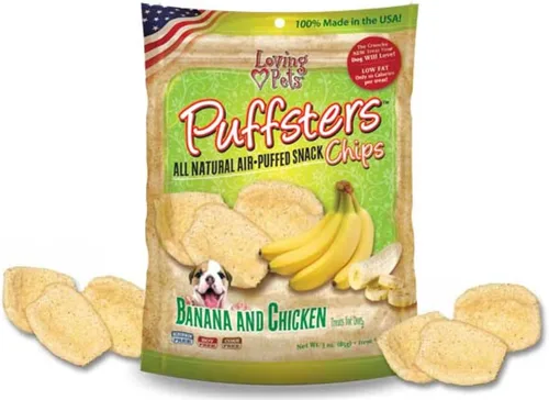 Loving Pets Puffsters - Golosinas de pollo y plátano para perros (4 onzas), (5110)