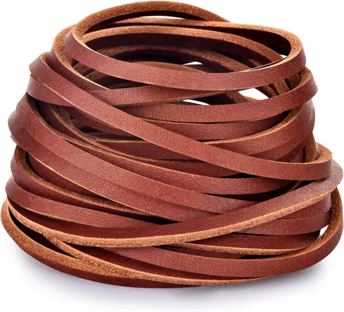Miniatura 13 de TeeLiy 3 mm Cordón plano de tira de cuero genuino de 3 mm de ancho, cuero de grano completo de piel de vacuno, cordones de encaje, trenzado Atlantis