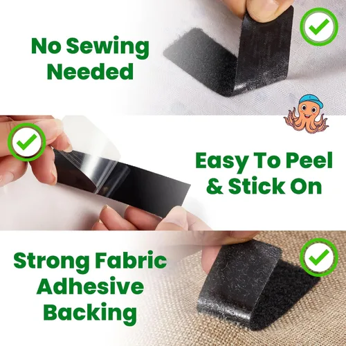 Miniatura 3 de Tiras adhesivas para tela (6 pies x 3/4 pulgadas), se pegan sin coser ni planchar, para ropa y cortinas, cinta de dobladillo de doble cara