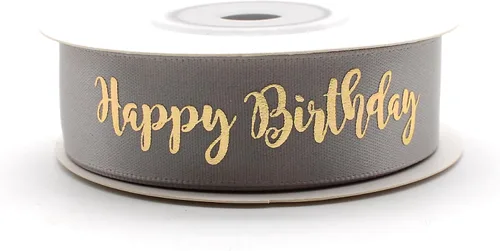 Miniatura 5 de Cinta negra con escritura plateada - Decoración de feliz cumpleaños para cumpleaños (negro)