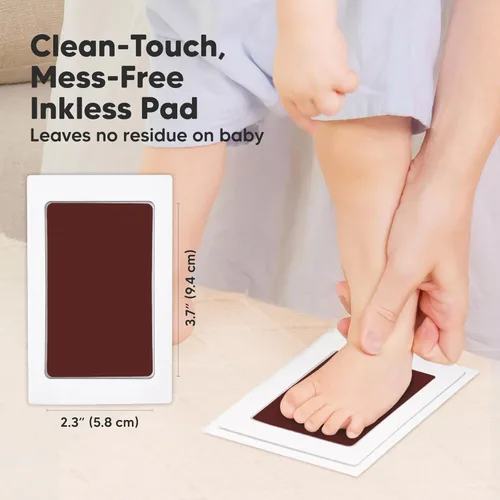 Miniatura 2 de Paquete de 4 kits de huellas de manos y pies de bebé sin tinta - Almohadilla de tinta sin desorden para recuerdos de recién nacidos, kit de Caoba