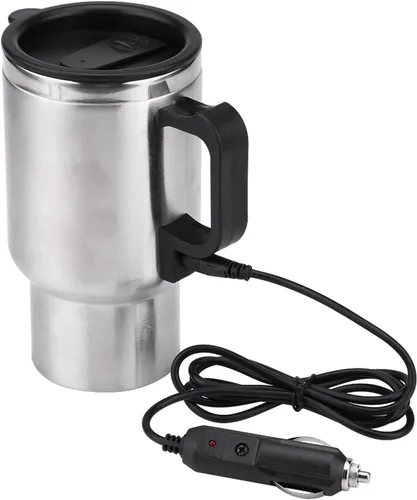 Miniatura 2 de Taza de calefacción para automóvil, taza de calefacción de viaje de acero inoxidable de 12 V 15.2 fl oz, taza de calefacción eléctrica para viajes
