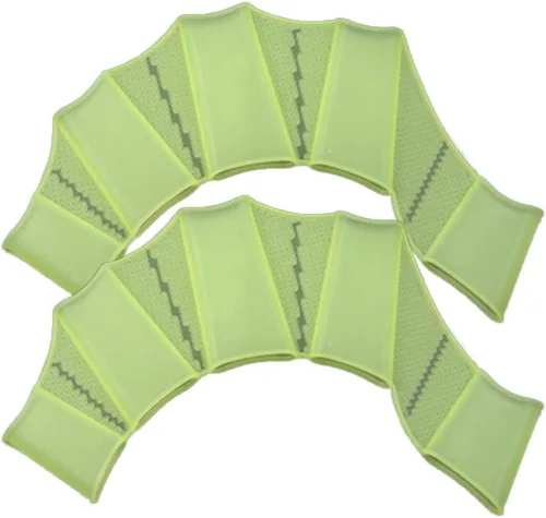 Miniatura 6 de Polytree Aletas de silicona para equipo de natación, aletas de malla a mano, guante de entrenamiento (verde, L)