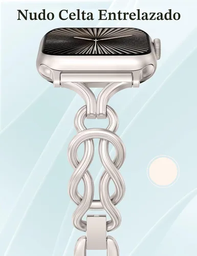 Miniatura 2 de TOYOUTHS - Pulsera celta compatible con bandas de Apple Watch 38/40/41/42/44/45/46/49 mm para mujeres, cadena elegante de joyería de metal de acero