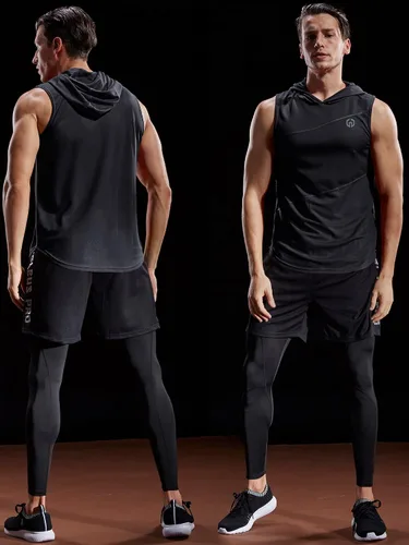 Miniatura 3 de Neleus - Camiseta sin mangas deportiva Dry Fit para correr con capucha