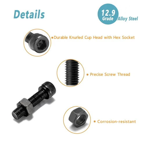 Miniatura 5 de Kadrick Tornillos métricos pequeños adecuados para impresora 3D DIY, surtido de tornillos y tuercas M3 de 400 piezas, cabeza de casquillo hexagonal