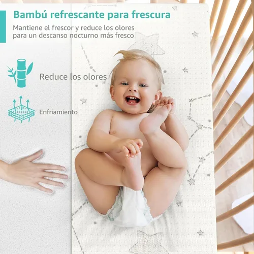 Miniatura 3 de YENING Colchón de bambú Pack and Play, transpirable, 38 x 26 pulgadas, impermeable, colchón de bebé para Pack N Play, cubrecolchón impermeable