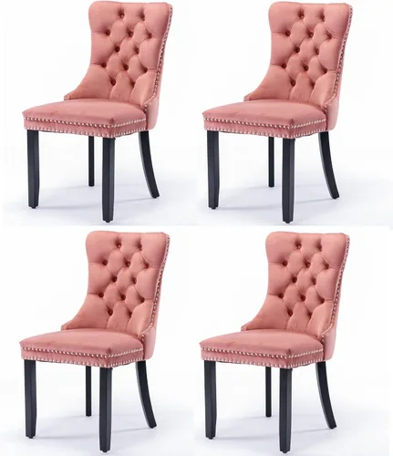 Miniatura 41 de Juego de 6 sillas de comedor modernas para sala de estar, cocina, patas de madera maciza, cojín acolchado de tela de lino, asiento y respaldo
