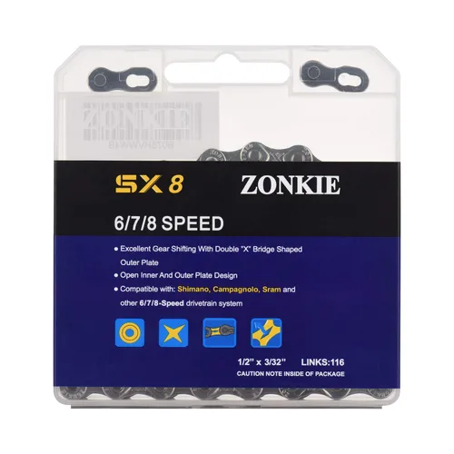 Miniatura 6 de Zonkie - Cadena de bicicleta de 6/7/8 velocidades de 1/2 x 3/32 pulgadas, 116 eslabones