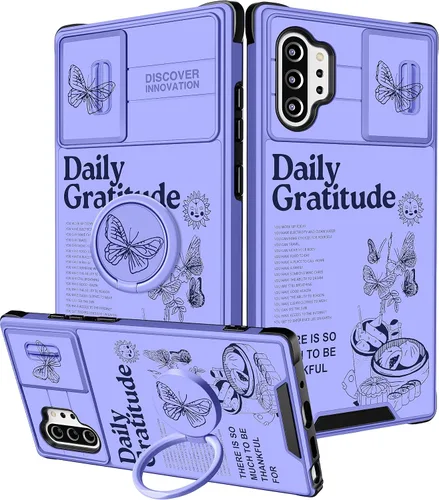 Funermei Funda para Samsung Galaxy Note 10 Plus - Funda para Mujeres Chicas Lindas Cubierta Mariposa Femenina Estética Púrpura Mariposa Diseño Único