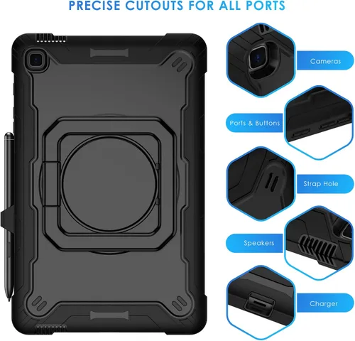 Miniatura 6 de DETUOSI Funda compatible con Samsung Galaxy Tab S6 Lite de 10.4 pulgadas 2024/2022/2020 con correa para el hombro, funda resistente a prueba de Negro