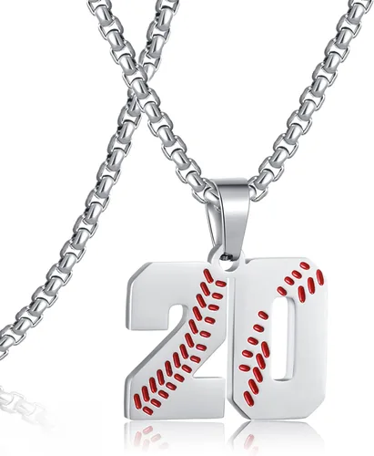 Miniatura 103 de SKQIR Colgante de número de jersey de béisbol para hombres y niños - Cadena de acero inoxidable para atletas - Negro