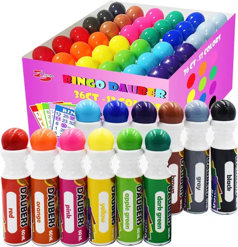 Yuanhe Bingo Daubers - Marcadores de puntos de colores mixtos, juego de 36 unidades, 12 colores
