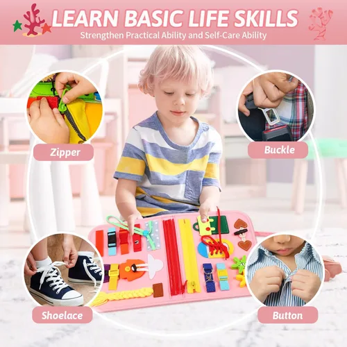 Miniatura 2 de Tabla de actividades 8 en 1 para niños pequeños de 1 año, libro Montessori de juguete ocupado para niños pequeños de 1 a 3 años, juguete sensorial