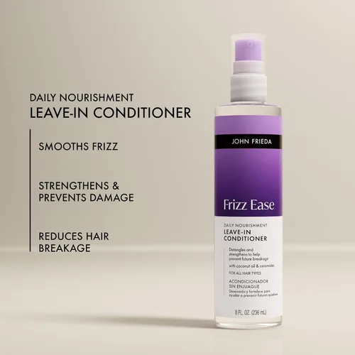 Miniatura 4 de John Frieda Frizz Ease Daily Nourishment - Acondicionador sin enjuague para cabello encrespado, desenredante e hidratación ligera, 8 onzas líquidas