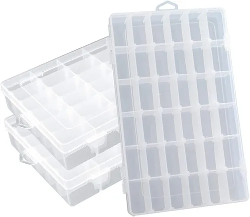 Miniatura 8 de Caja organizadora de plástico con 36 compartimentos, caja de almacenamiento de joyas con divisores ajustables (paquete de 1)