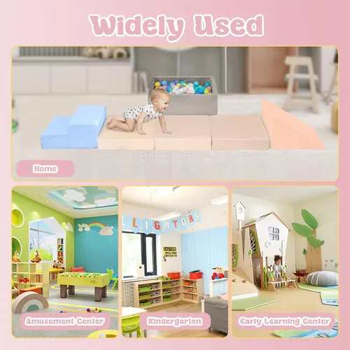 Miniatura 7 de CAMELUS Juguetes de escalada para niños de 1 año, bloques de espuma para bebés con gran pozo de bolas para niños pequeños, juego de 7 piezas