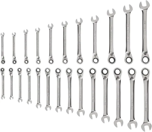 Miniatura 14 de TEKTON WRC94303 Juego de llaves combinadas de trinquete reversible de 12 puntos con organizadores modulares, 19 piezas (6-24 mm)