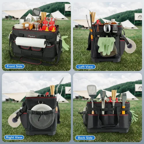 Miniatura 4 de Chyaidach Organizador de Parrilla Grande con Fondo Duro, Organizador de Plancha Plegable Portátil para Accesorios Blackstone, Esenciales para Portón