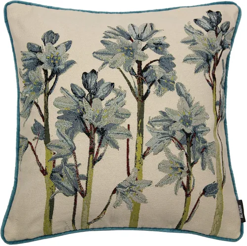 McAlister Textiles Funda de almohada decorativa para tapiz, cojín disperso con diseño de tapiz Bluebell y respaldo de terciopelo azul para salón,