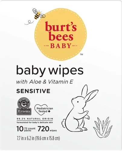 Miniatura 11 de Burt's Bees Toallitas para bebés, sin perfume naturales para pieles sensibles con aloe y vitamina E - 72 toallitas para bebés - Paquete de 10