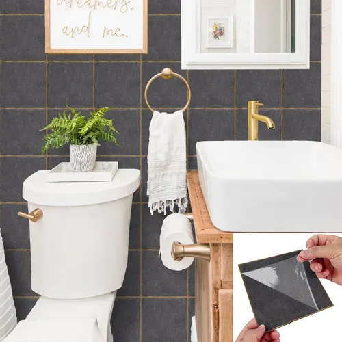 Miniatura 12 de Alwayspon Vinilo adhesivo efecto piedra, pegatinas para azulejos de pared autoadhesivas, protector antisalpicaduras para cocina y baño, T026