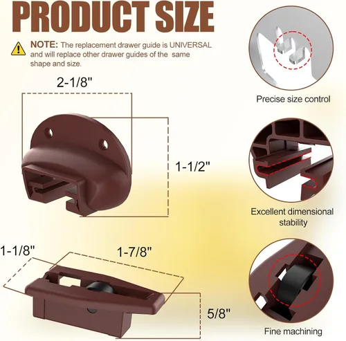 Miniatura 3 de Kit de actualización de 5 piezas para guías de cajones de repuesto Rite-Trak II, estilo de deslizamiento comercial mejorado compatible