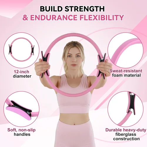 Miniatura 2 de LiKiLiKi Juego de anillos de pilates – Equipo de pilates para mujer con círculo mágico de pilates y juego de pelotas, bandas de resistencia, bolas