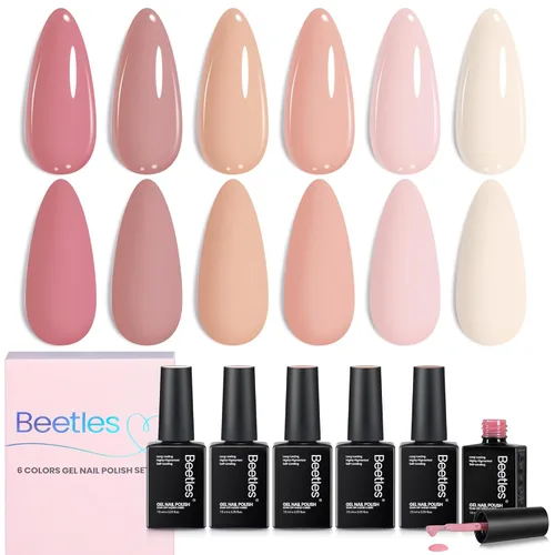 Miniatura 29 de Beetles - Juego de esmaltes de uñas en gel neón, 6 colores, rosado intenso, naranja, amarillo, verde, azul y morado, semipermanentes, uso