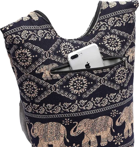 Miniatura 34 de Bolsa de hombro para mujer, de lona en estilo hippie/bohemio para llevar cruzada al hombro, disponible en diferentes colores y estampados