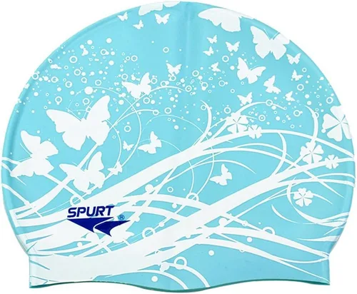 Gorro de natación de silicona impermeable suave para niñas de verano para piscina de mar, gorro de baño para cabello largo Mariposa azul