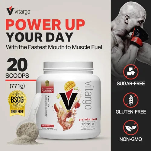 Miniatura 2 de Vitargo Polvo de carbohidratos, reposición de glucógeno muscular 2 veces más rápida, ponche de frutas de 1.7 libras, Pre, Intra y Post, polvo