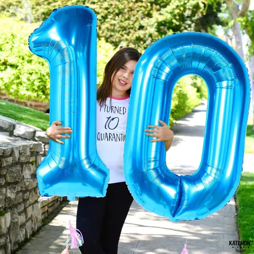 Miniatura 973 de KatchOn, Globo grande azul número 2 de 40 pulgadas Decoraciones de cumpleaños de Baby Shark para niño de 2 años Globo azul número 2 Globo