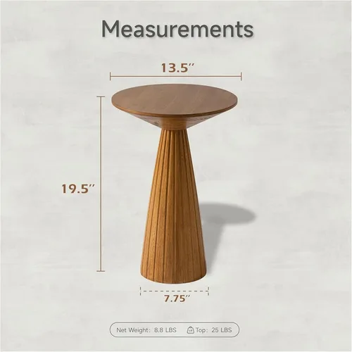 Miniatura 9 de COZAYH Martini - Mesa de pedestal pequeña, soporte para bebidas con mesa redonda de madera y acabado texturizado moderno para espacios pequeños