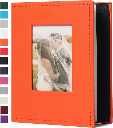 Miniatura 73 de Álbum de Fotos 4x6 para 300 Fotos Cubierta de Cuero PU Página Interior Negra para Álbumes de Boda Libro de Fotos Familiar Bebé Aniversario Bolsillo