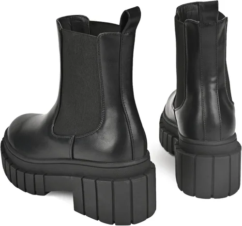 Miniatura 7 de READYSALTED Botas Chelsea de tacón bajo con plataforma y suela gruesa para mujer (HONGO1 & HUNCH1)