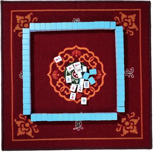 Miniatura 5 de Mose Cafolo Set de Juego de Mahjong Chino 1.5" X-Grande 144 Fichas de Melamina Blanca Azul Numeradas con Estuche de Viaje Portátil, Completo Majong