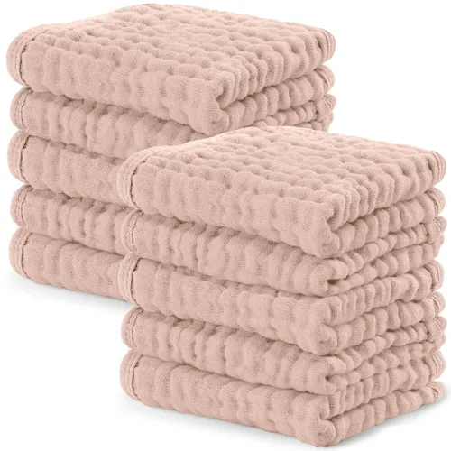 Comfy Cubs Paquete de 10 paños de muselina para bebé, paños suaves de algodón de 6 capas para pieles sensibles, 10 x 10 pulgadas, grandes, suaves y