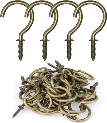 Miniatura 11 de RELBRO Ganchos de tornillo, ganchos de copa de metal para atornillar de 1-1/4 pulgadas, negro, 50 piezas