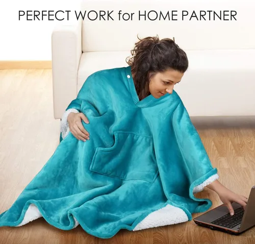 Miniatura 2 de Tirrinia Poncho Blanket Super Soft Comfy Plush Wearable Fleece 2-in-1 Blanket for Adult Women Men Kids