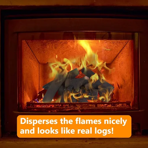 Miniatura 4 de Troncos de gas, troncos de cerámica de 10 piezas para chimenea y hoguera, troncos realistas resistentes al calor, juego de troncos falsos apilables